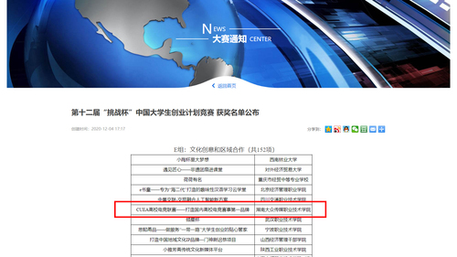 挑战杯获奖名单